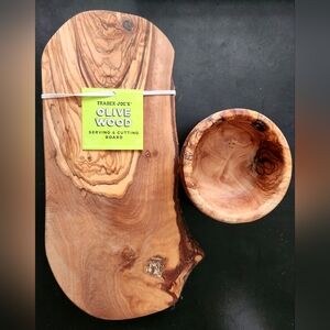 Trader Joe's Olive Wood Board & Bowl